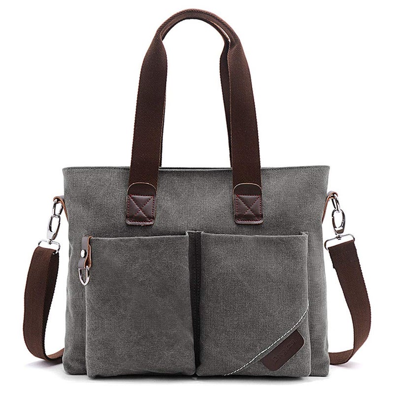 ToLFE Women Top Handle Satchel Handbags Tote Purse Shoulder Bag (Large: (L) 14.57" x(W) 6.3" x(H) 12.2", Grey-(large)) - Image 2